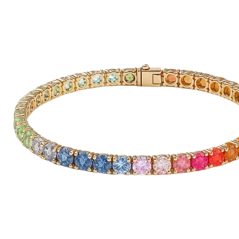 bracciale tennis arcobaleno oro in argento 925 e zirconia