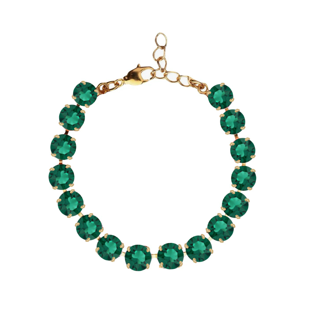 bracciale in cristalli verde smeraldo e oro