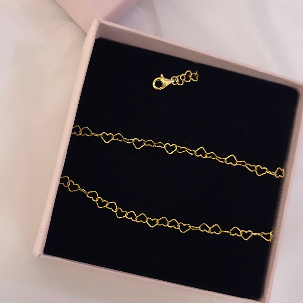 collana catena di cuori in argento placcata oro idea regalo