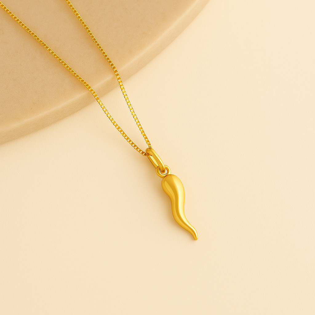 catenina con corno portafortuna oro