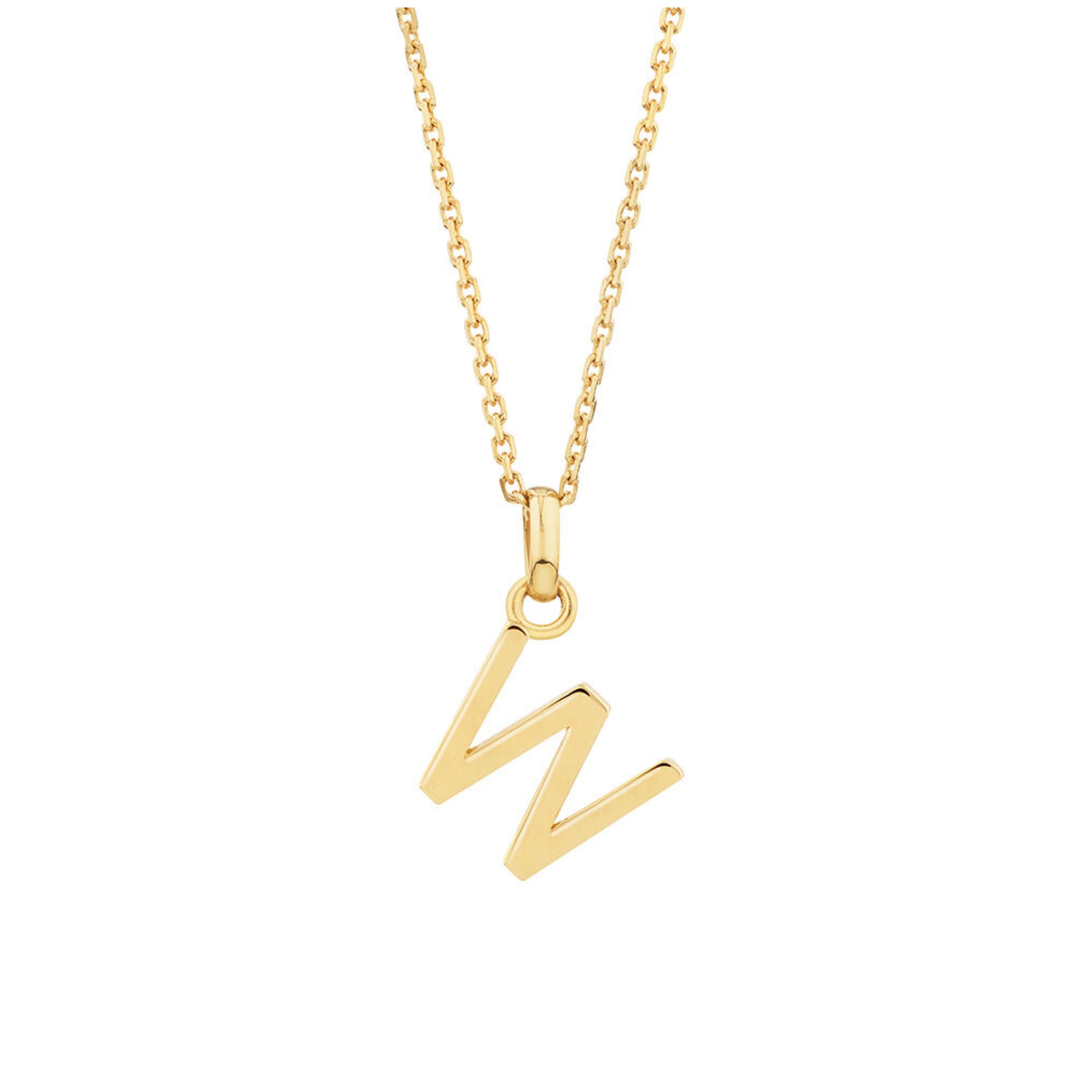 ciondolo iniziale lettera W dorata in argento 925