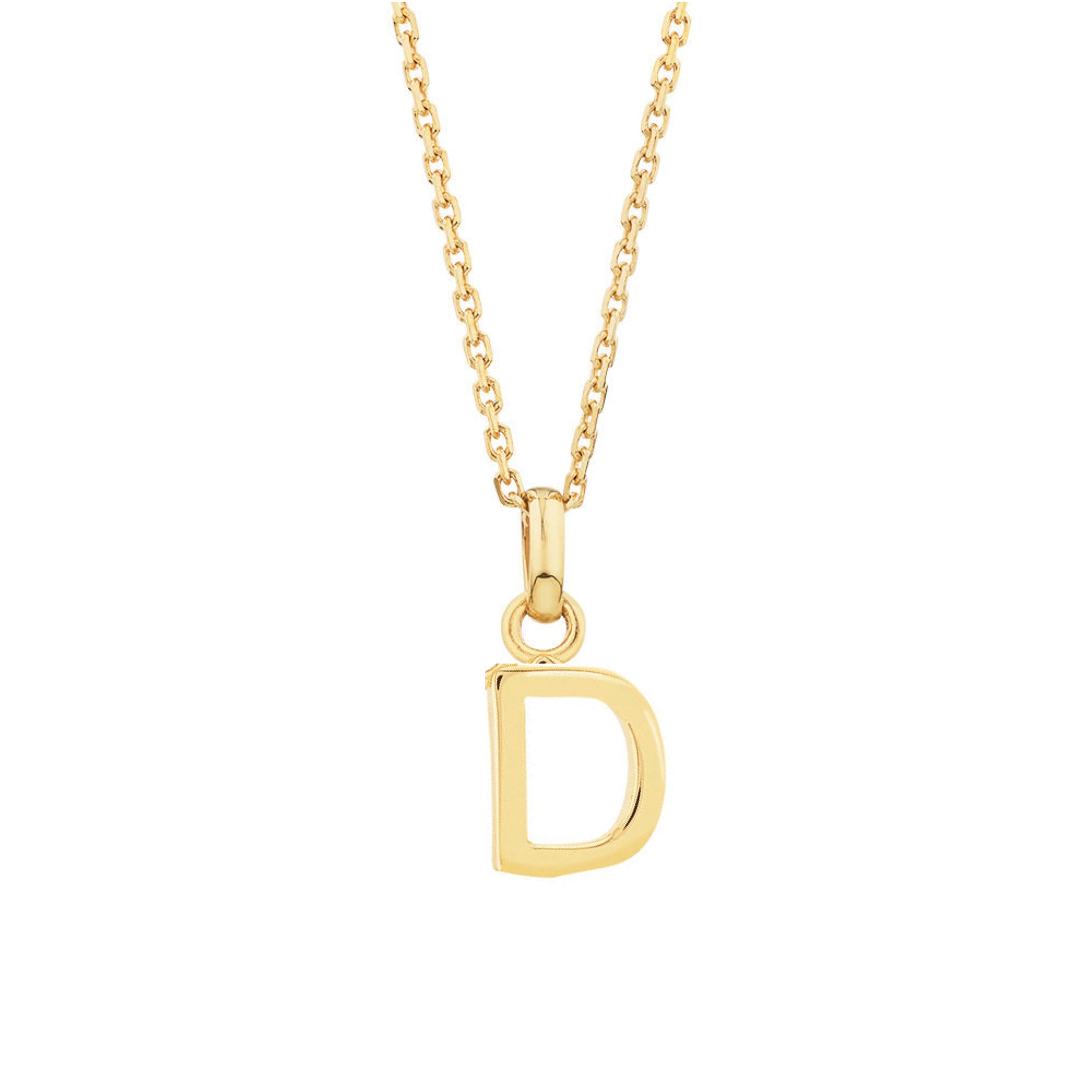 catenina con ciondolo iniziale lettera d dorata