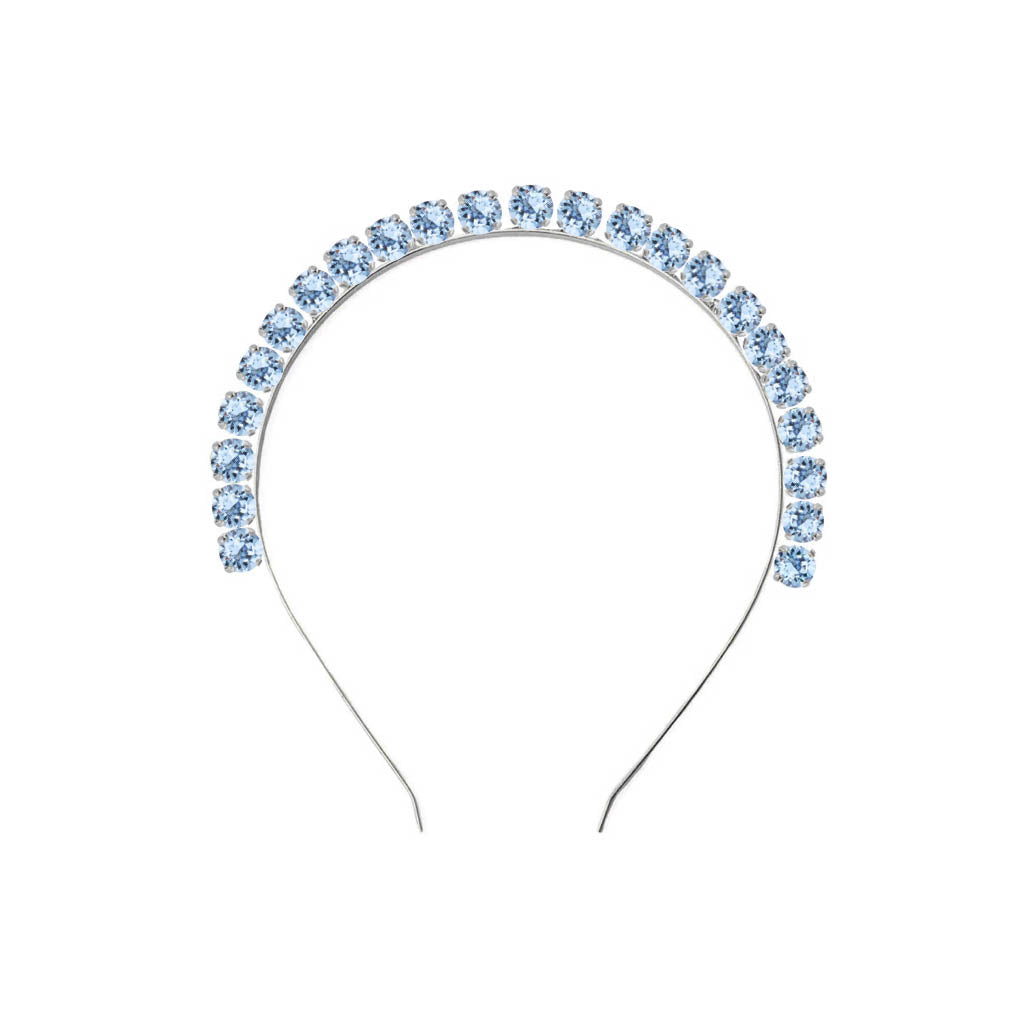 cerchietto per capelli con swarovski blu sostenibili argento