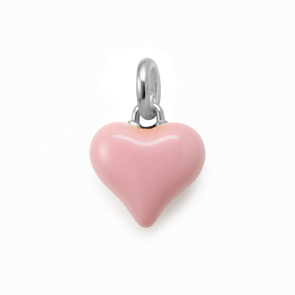 ciondolo cuore smaltato rosa in argento 925