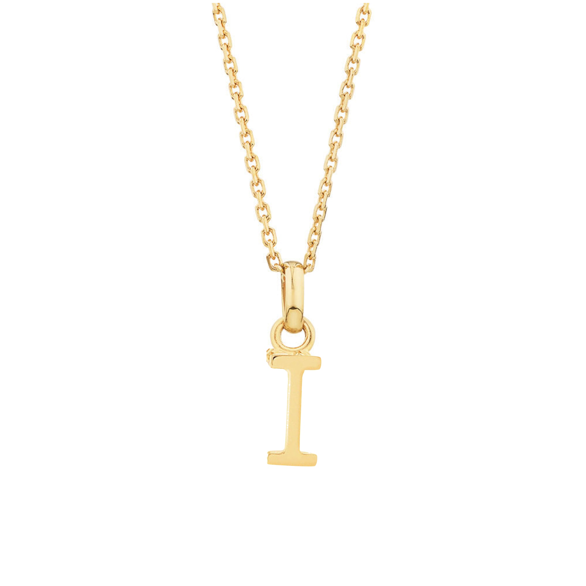ciondolo iniziale lettera I in argento 925 dorato