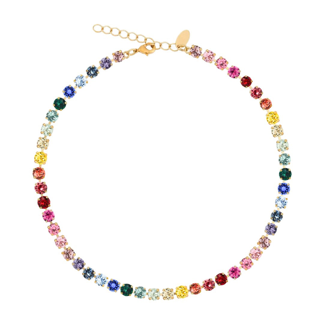 collana arcobaleno più sottile con rifiniture oro luminosa e colorata