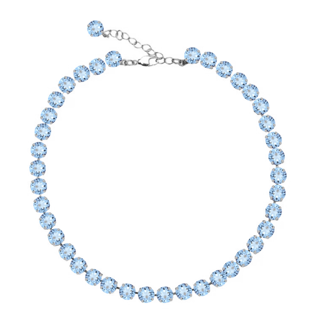 collana armocromia estate in cristallo azzurro con rifiniture argento 