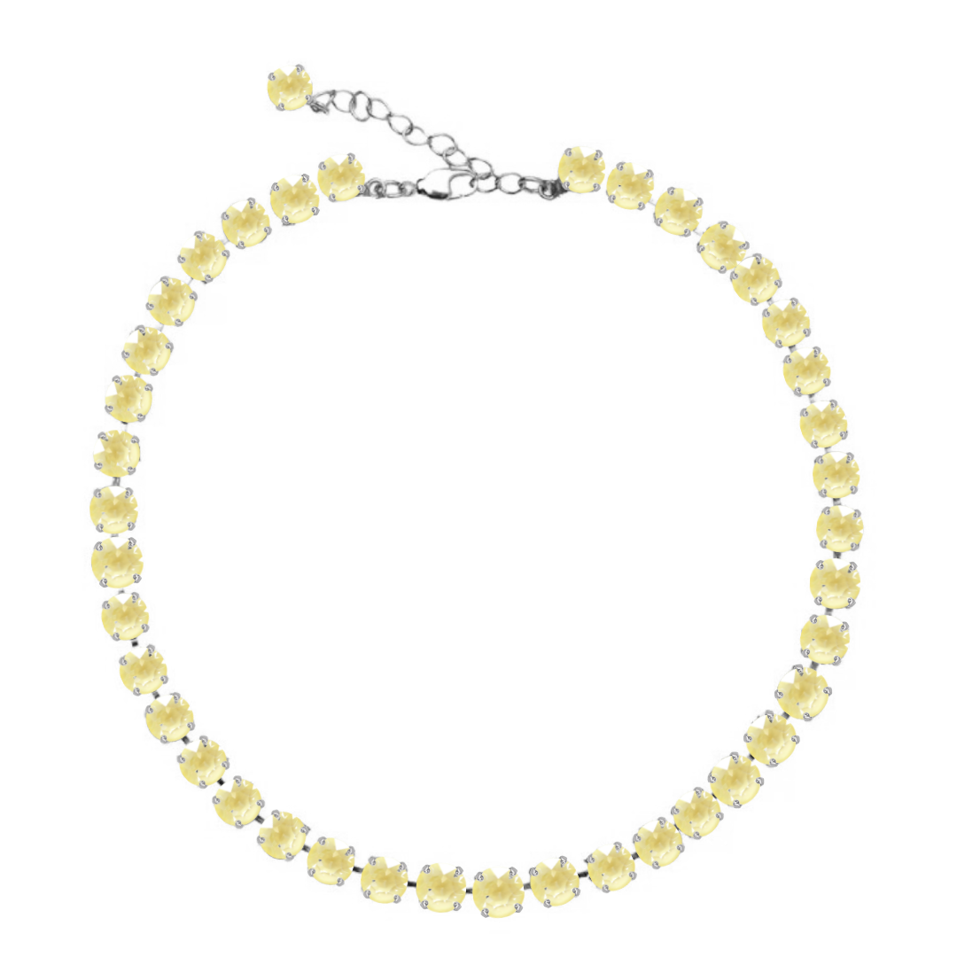 collana armocromia estate in pietre giallo pastello e rifiniture argento