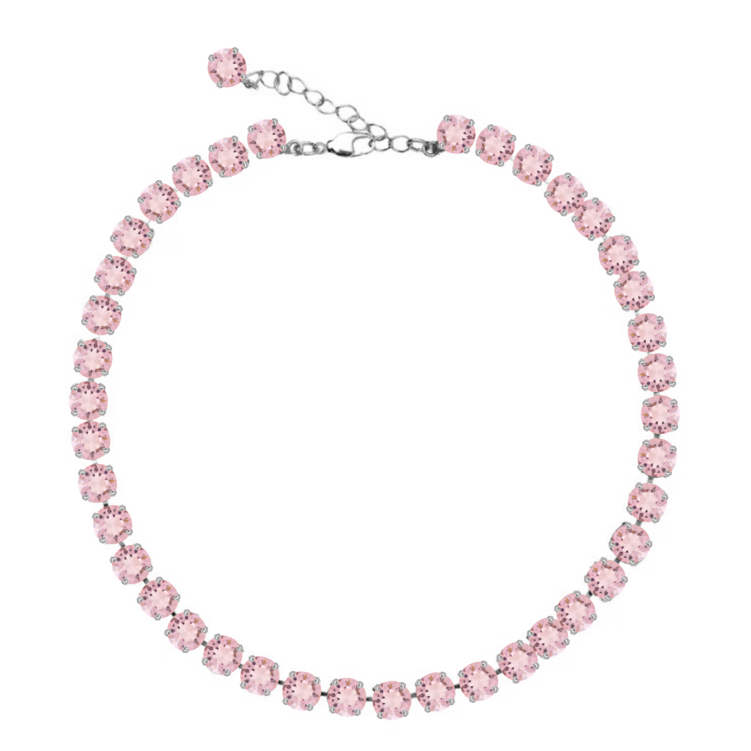 collana armocromia stagione estate con cristalli rosa perla e dettagli argento 