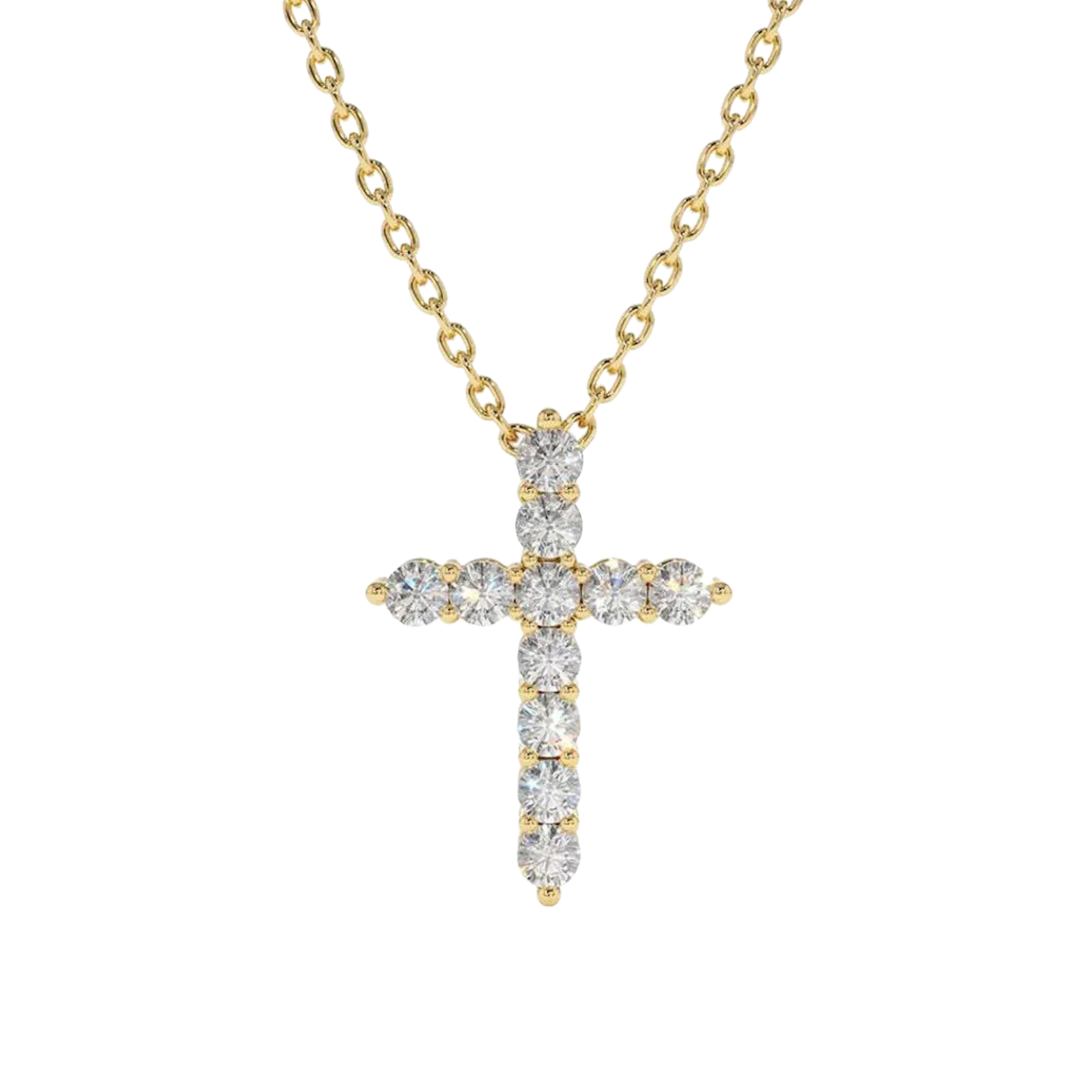 ciondolo dorato a forma di croce con zirconi per collana girocollo in argento 925