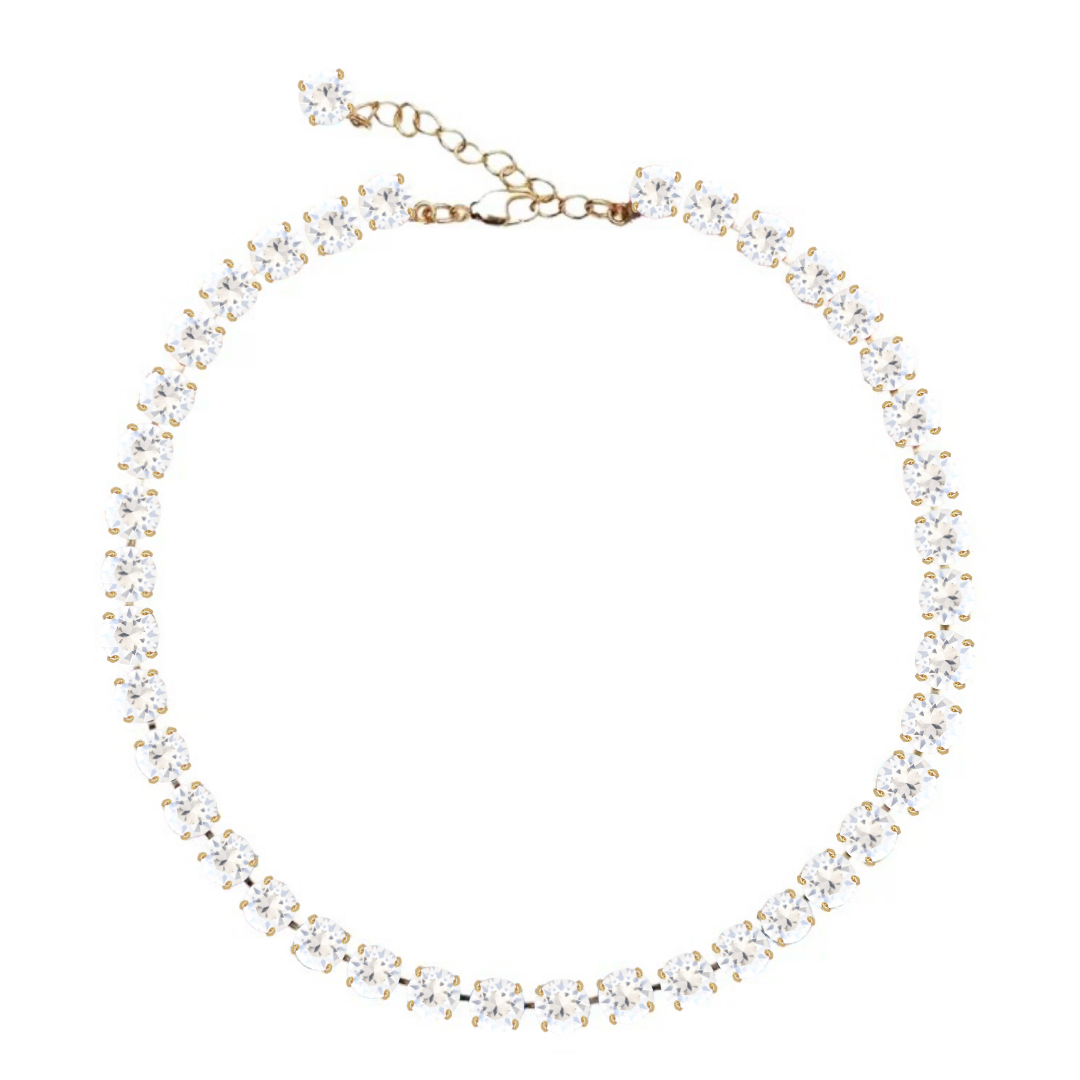 collana con cristalli bianchi su base oro