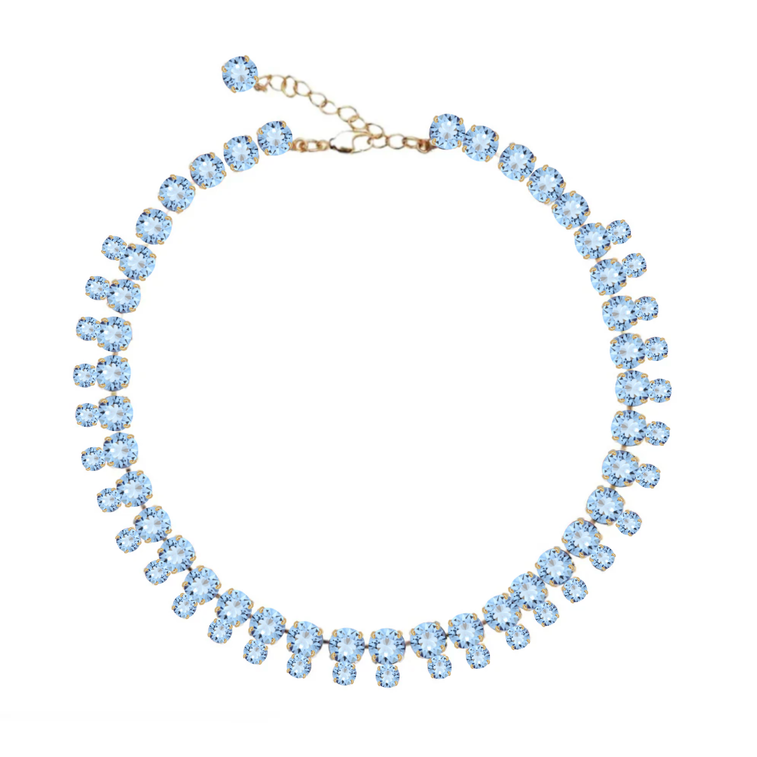 collana doppia con cristalli color azzurro e oro