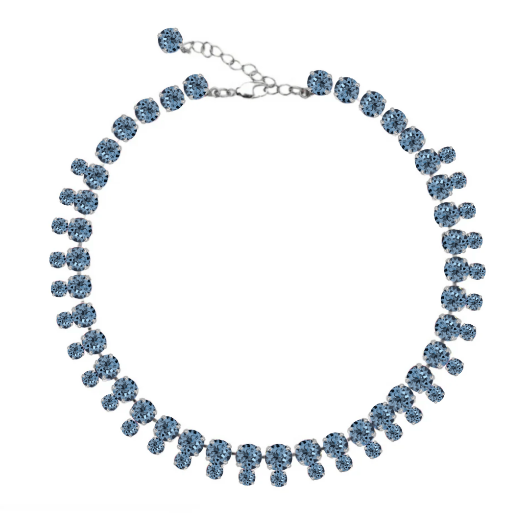 collana doppia in versione blu denim e argento