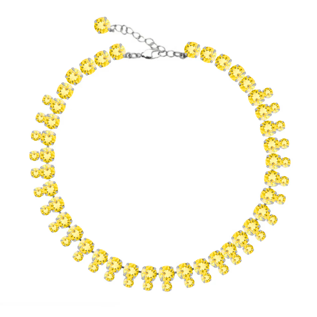collana doppia in cristalli gialli e argento