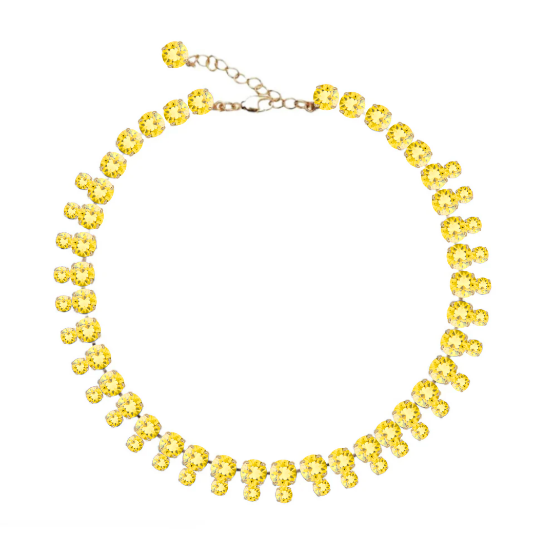 collana con doppie pietre gialla e oro