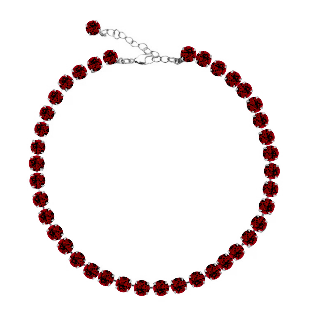 collana inverno con cristalli rosso e dettagli argento