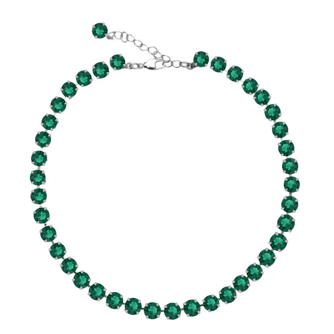 collana inverno con cristalli verde scuro e rifiniture argento 