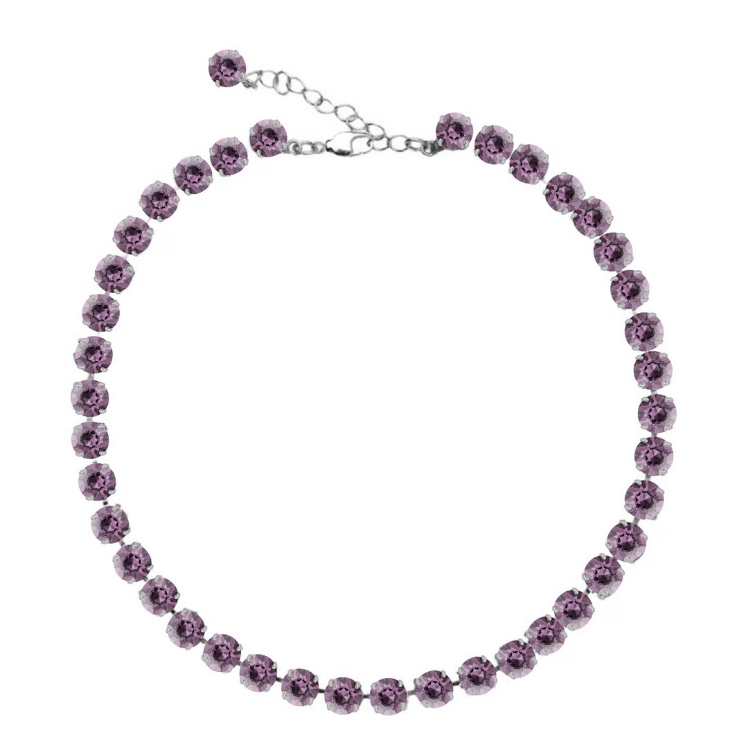 collana inverno in versione viola e dettagli argento