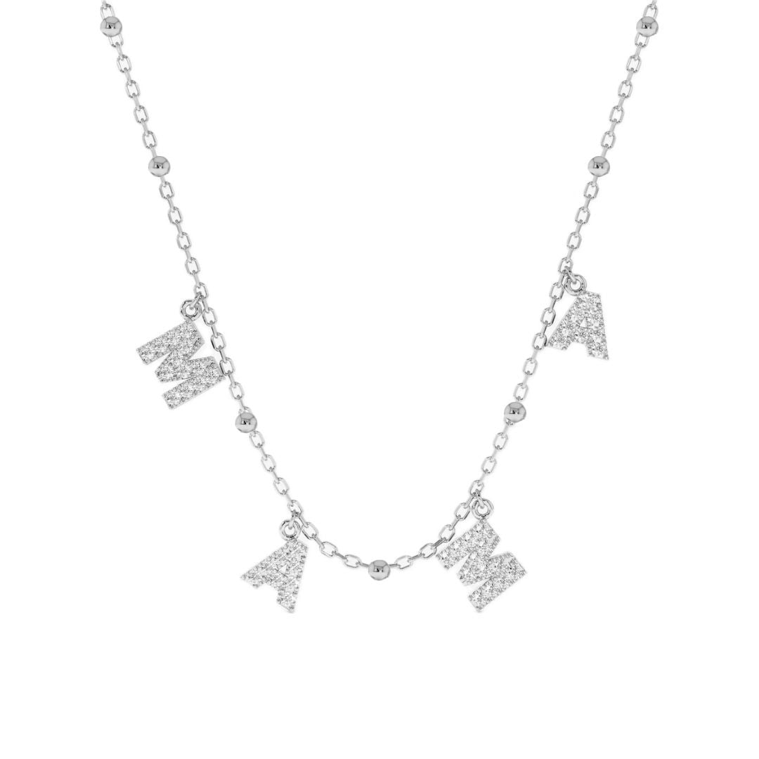 collana nome in argento 925 con lettere zirconi personalizzabile