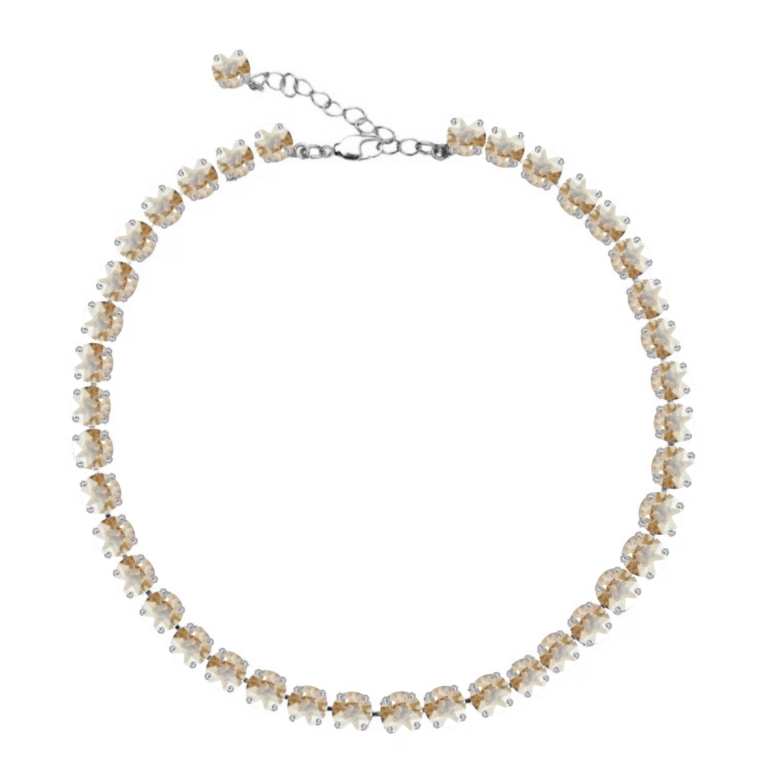 collana con cristalli in sfumature oro e dettagli argento