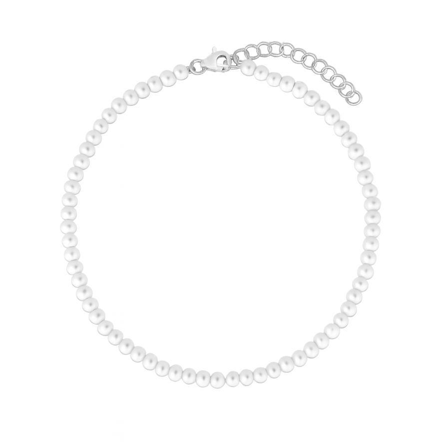 collana di perle bianche piccole rotonde in argento 925