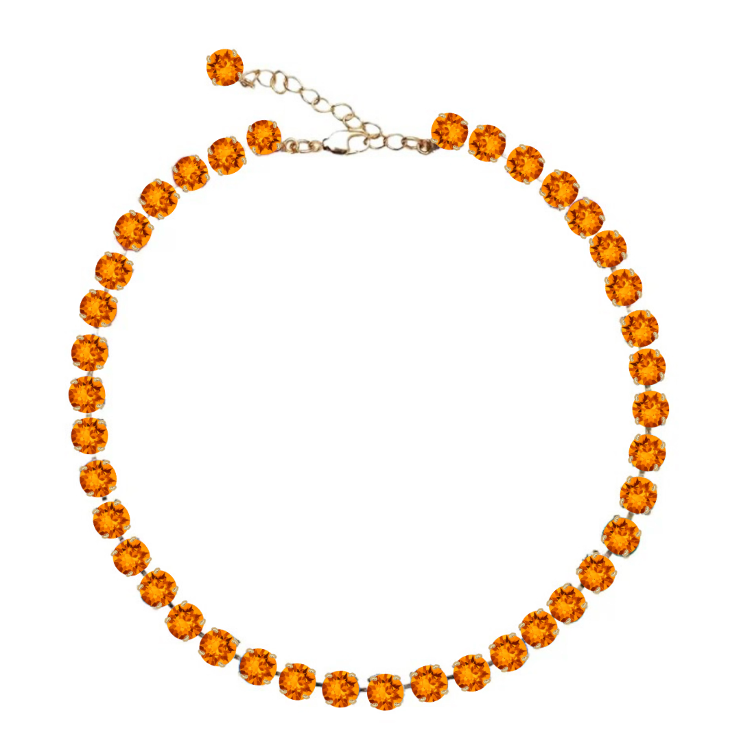 collana primavera con cristalli arancione e rifiniture oro