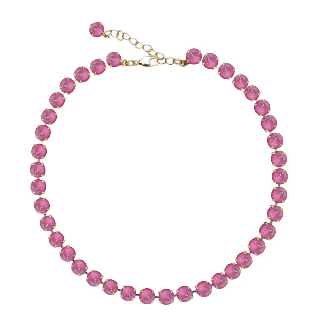 collana primavera in tonalità rosa scuro e rifiniture oro
