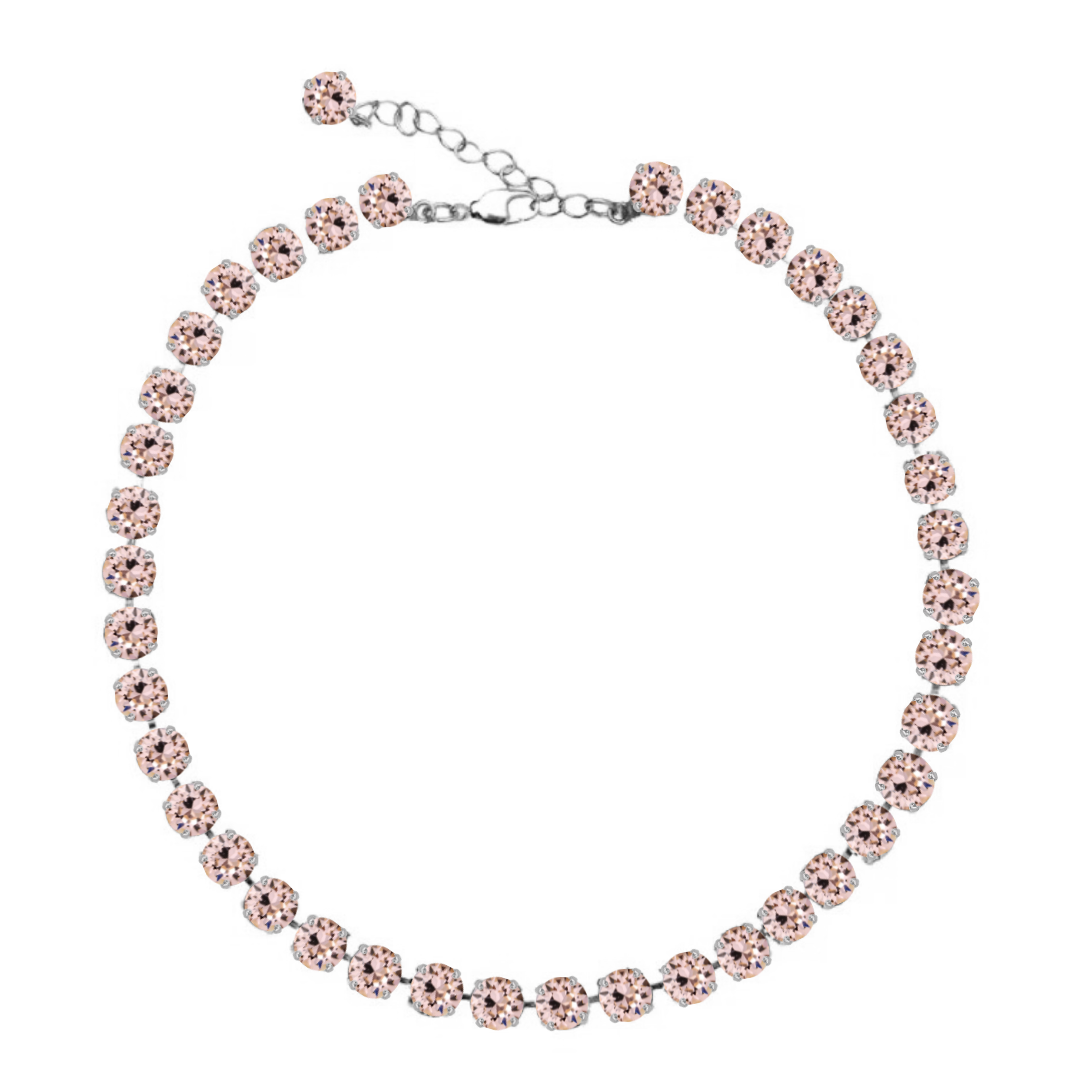 collana con cristalli rosa cipria e rifiniture argento