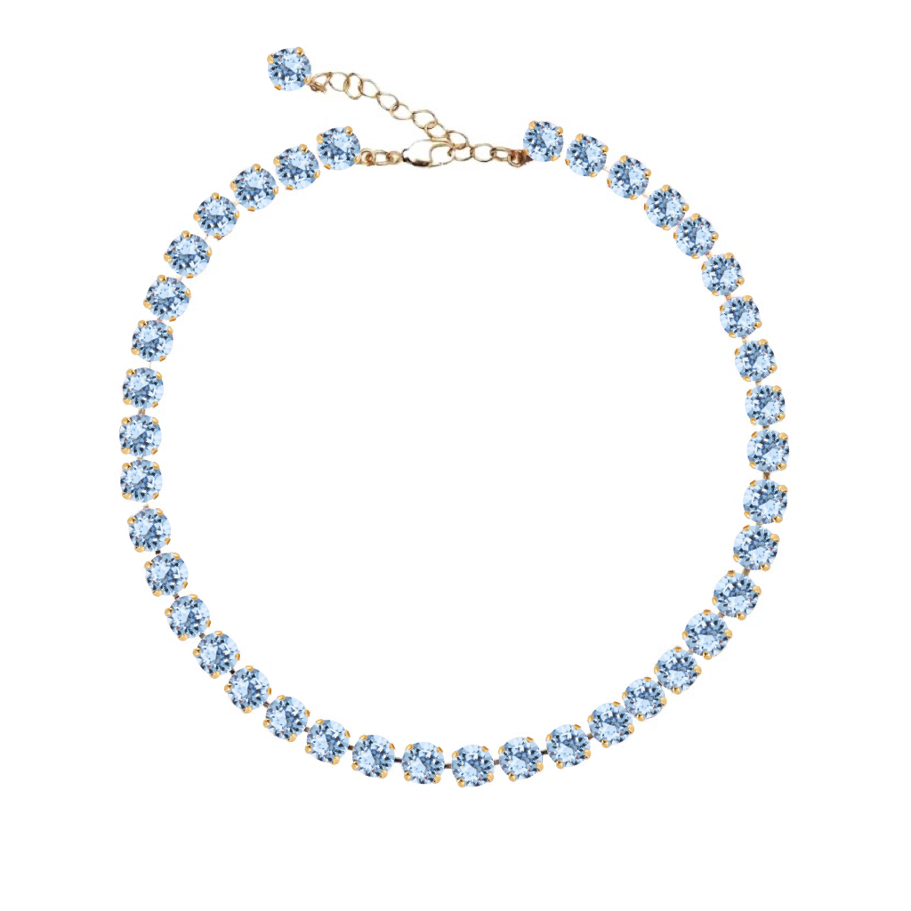 collana tennis in argento 925 placcato oro con cristalli turchesi