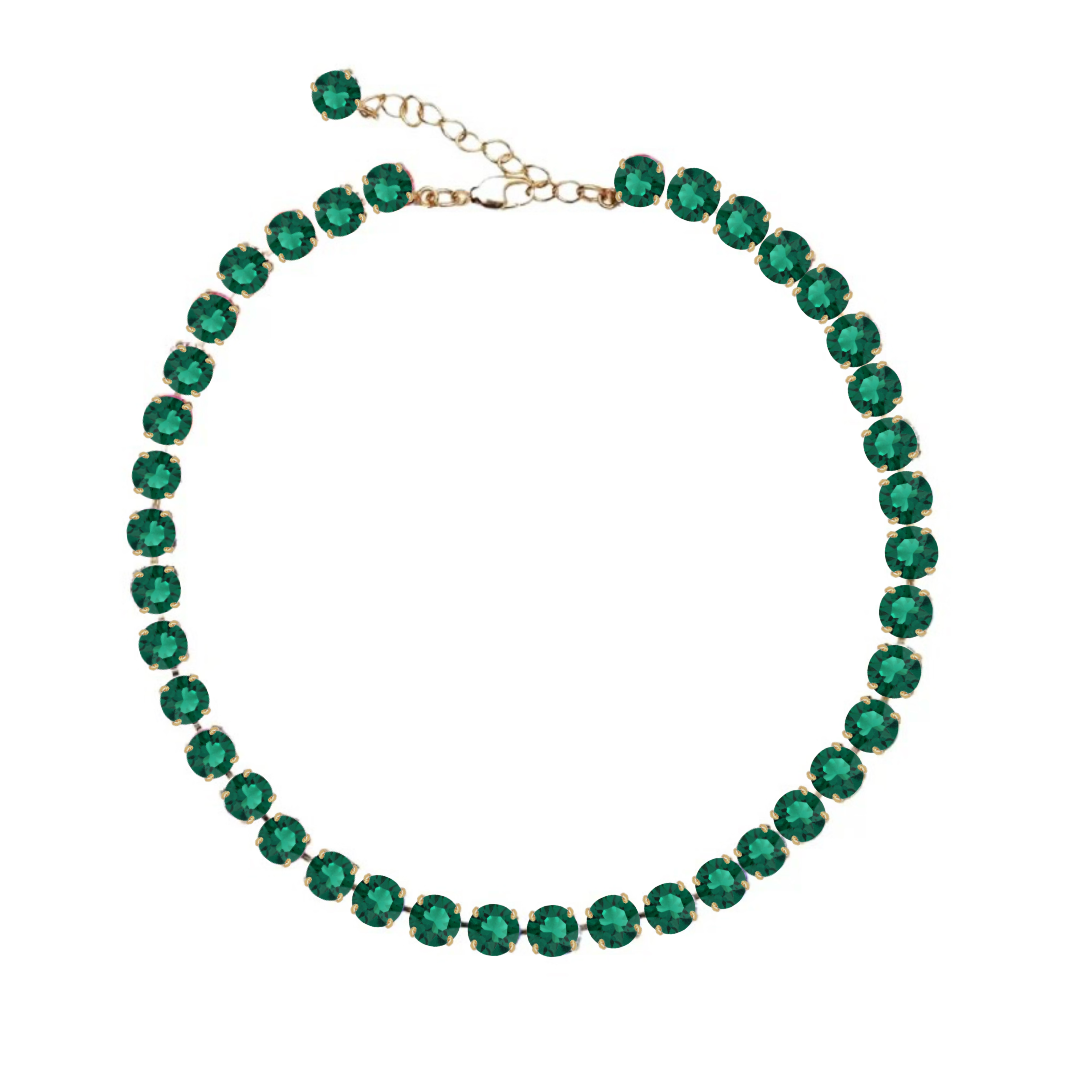 collana in cristalli verde smeraldo e oro