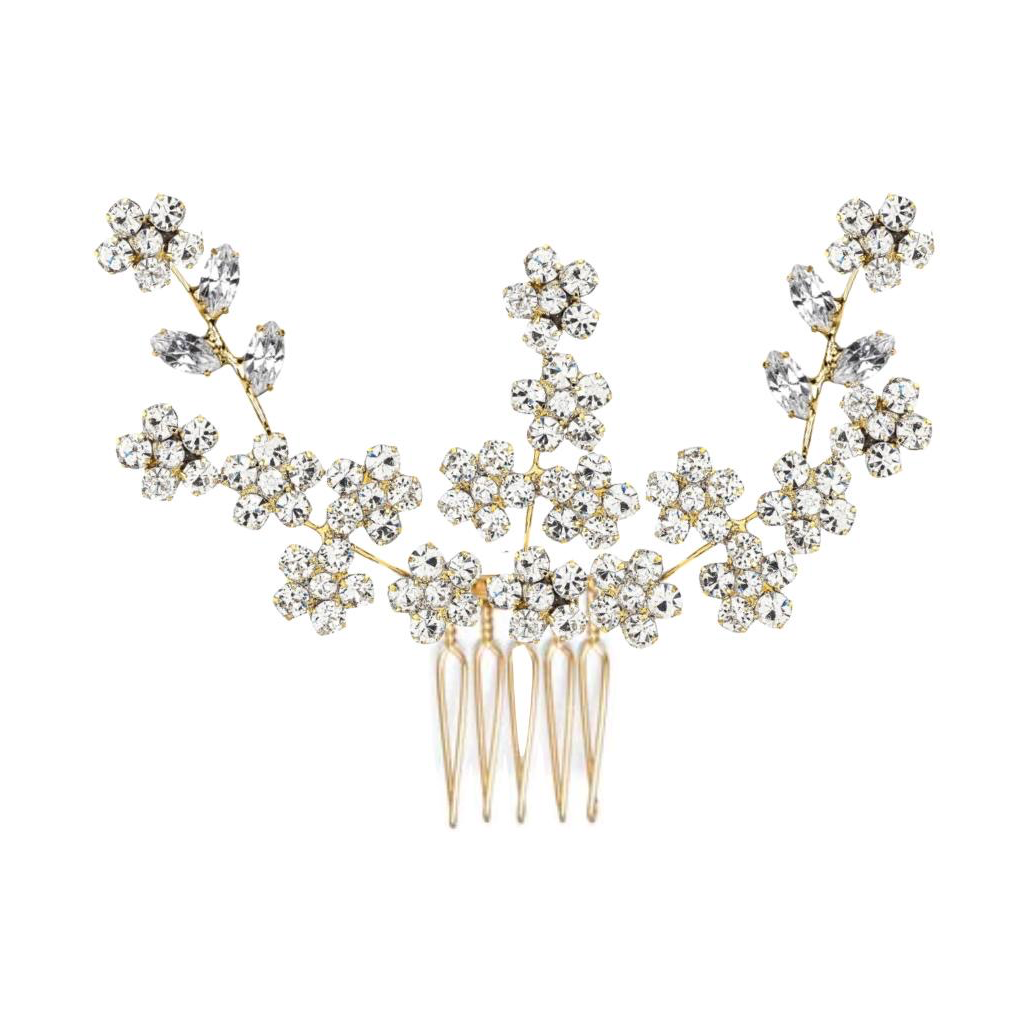 fermaglio oro con composizione di bouganville di swarovski