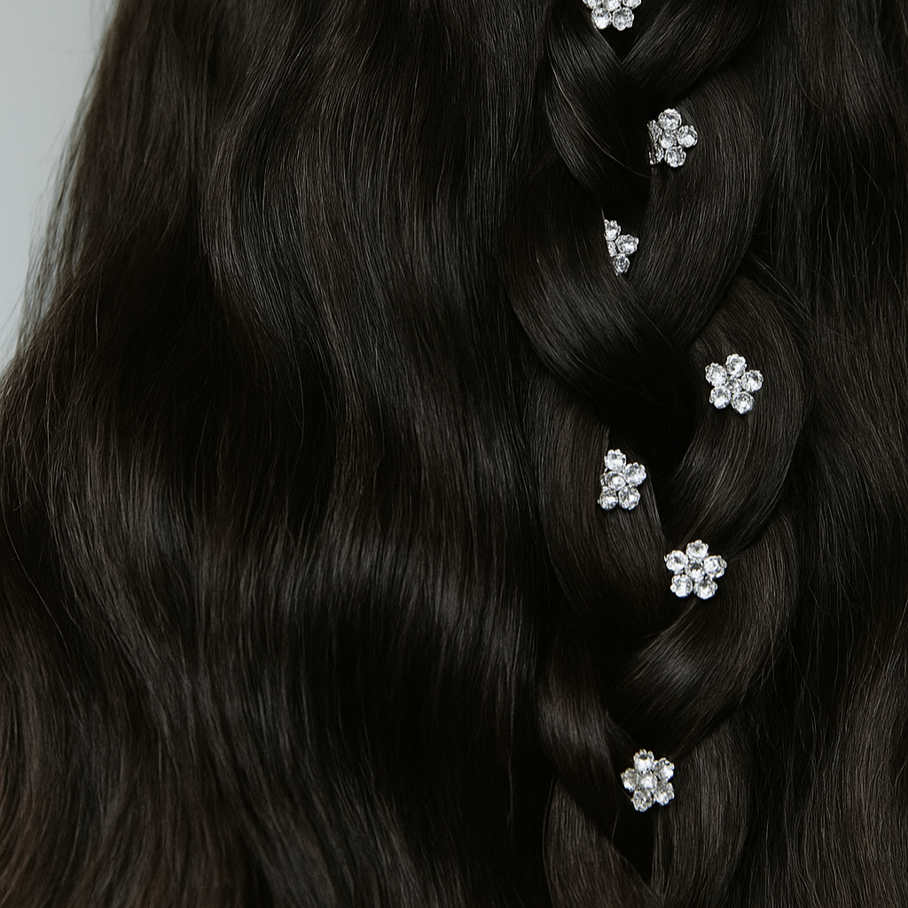 forcine swarovski da sposa a forma di fiore per treccia