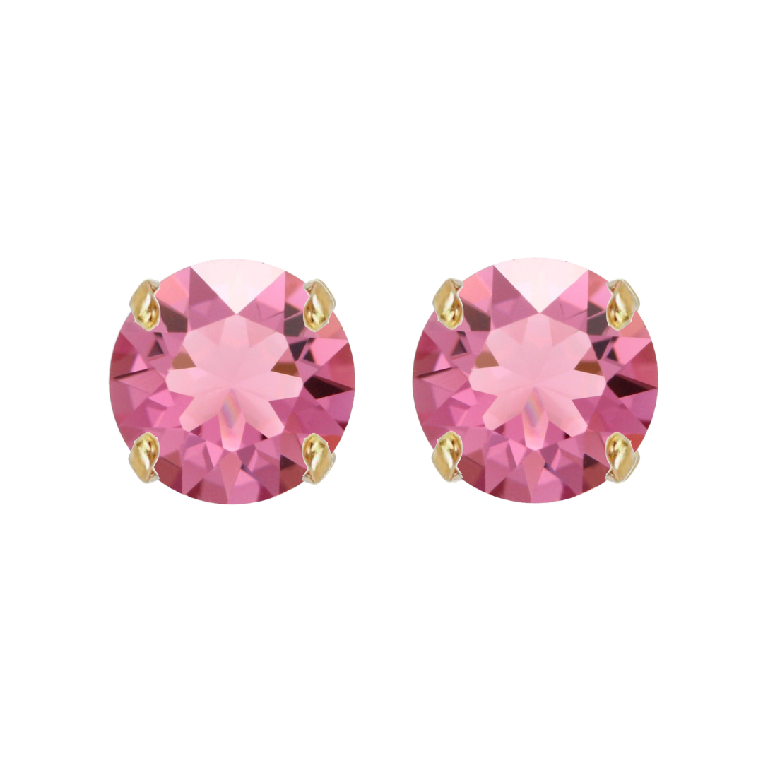 orecchini armocromia primavera con cristalli rosa e rifiniture oro 