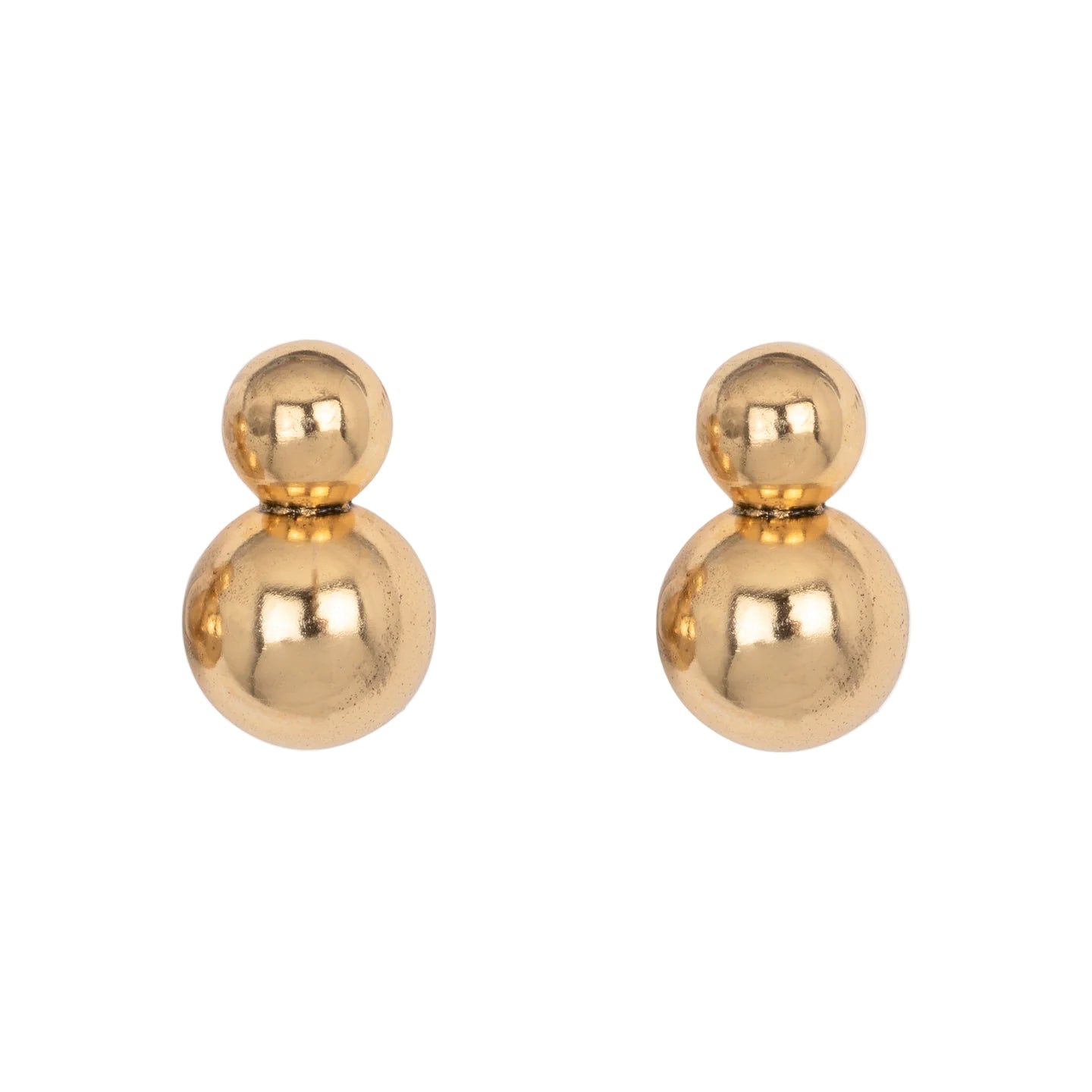 orecchini a forma di bolle dorate indossate