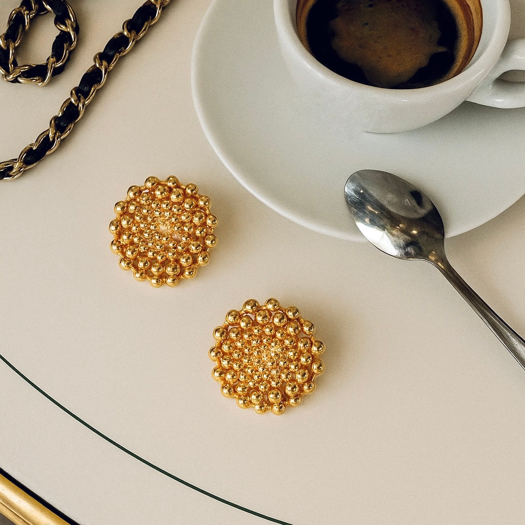 orecchini bottone vintage bombato oro