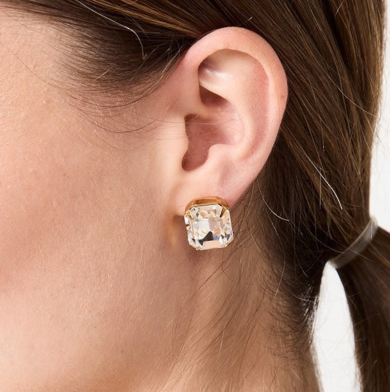 emerald cut bridal earrings