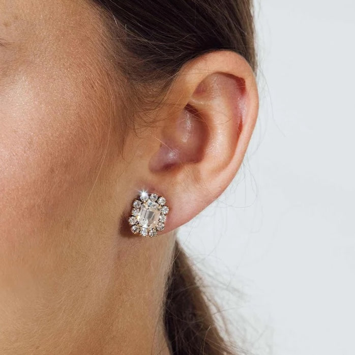 orecchini piccoli da sposa a lobo con swarovski