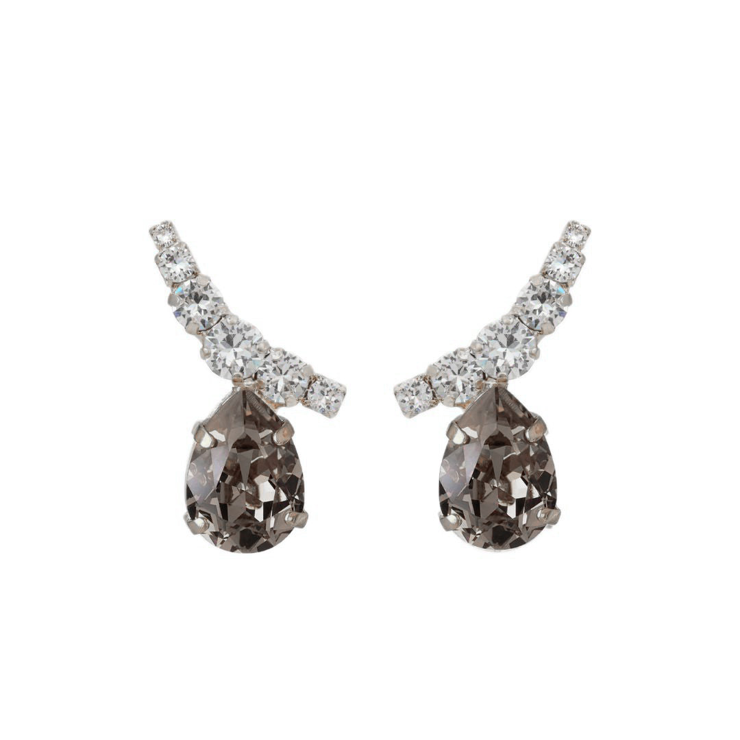 orecchini a goccia con cristalli in rifiniture argento e swarovski grigio