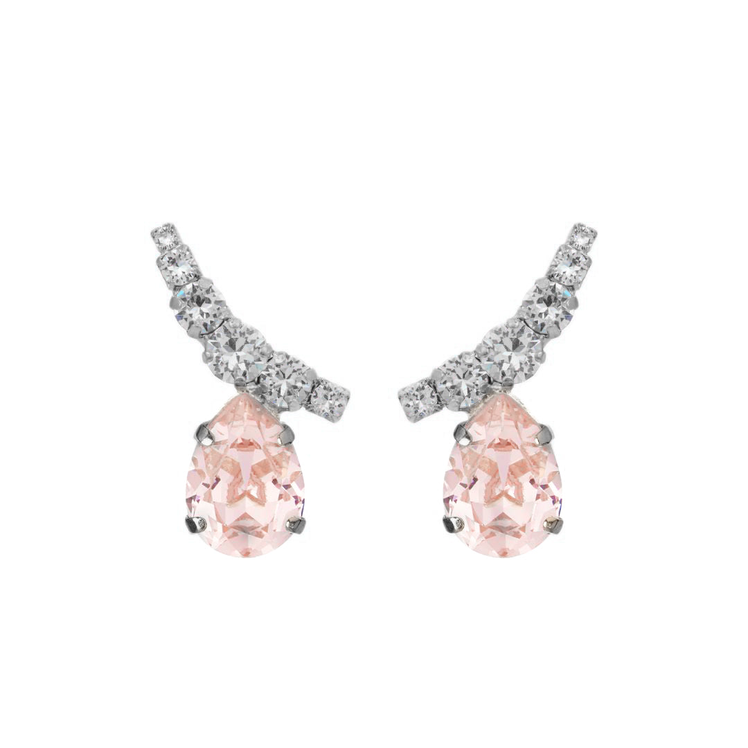 orecchini con goccia e cristalli in variante argento e rosa