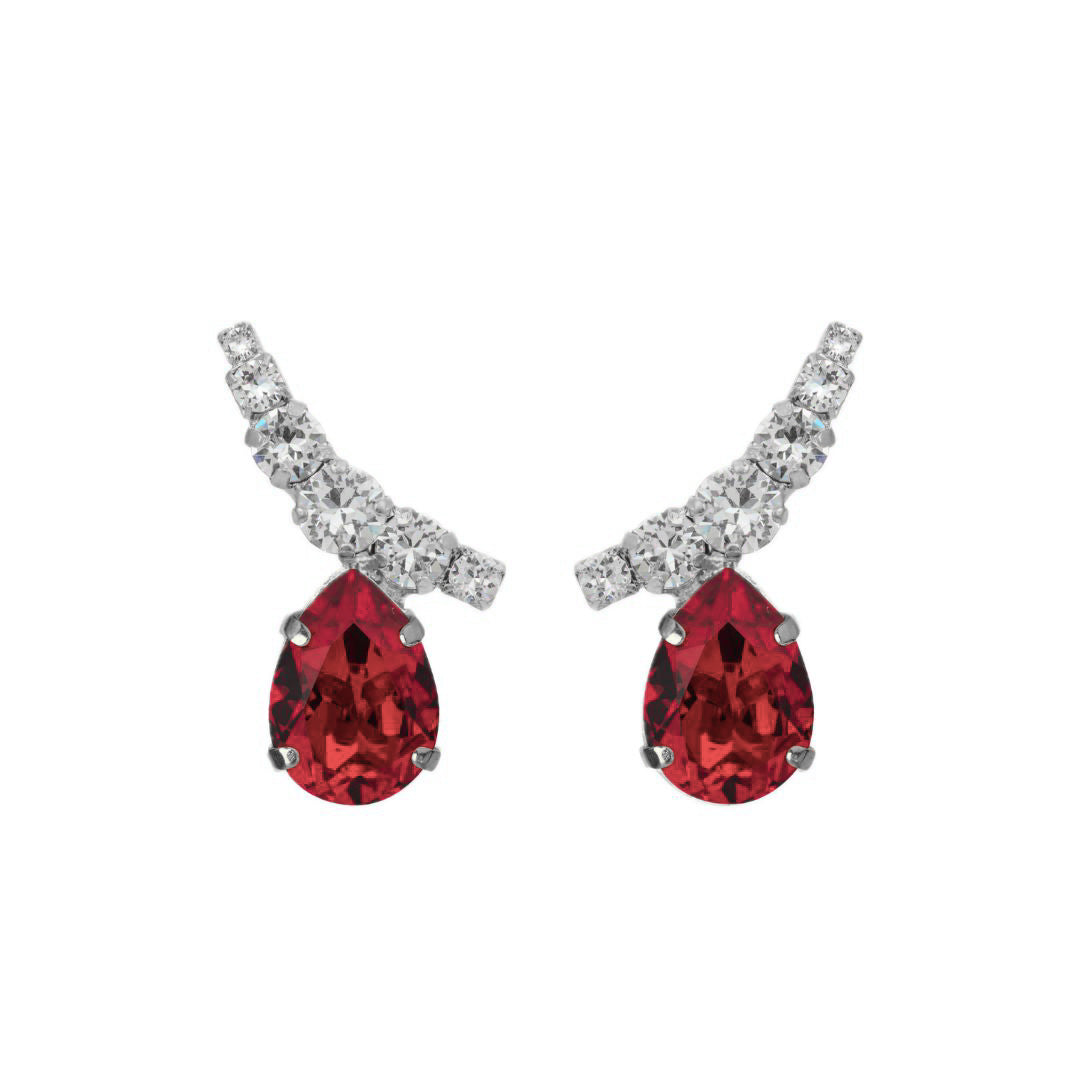 orecchini a goccia con cristalli in argento e swarovski rosso