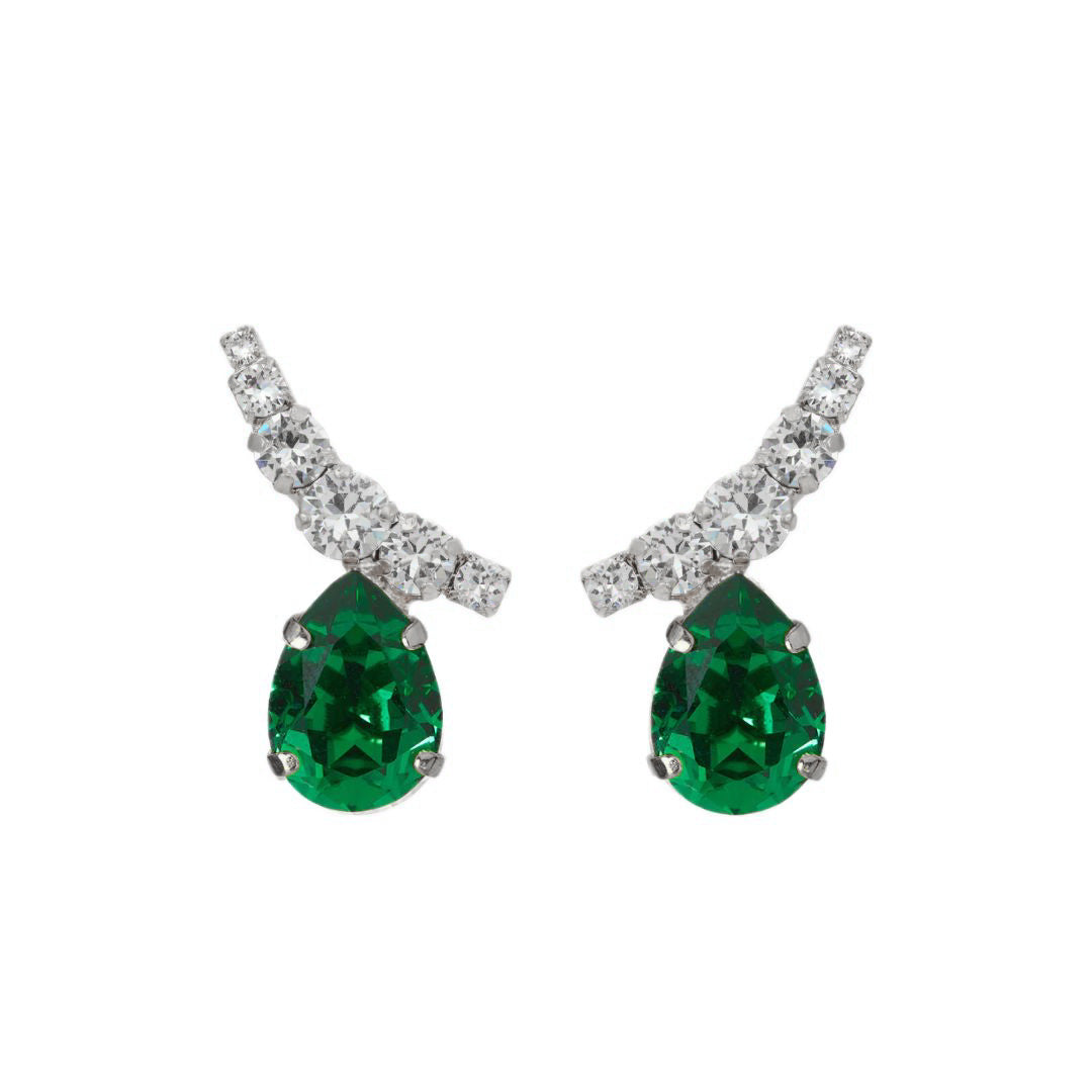 orecchini con goccia e cristalli in argento e swarovski smeraldo