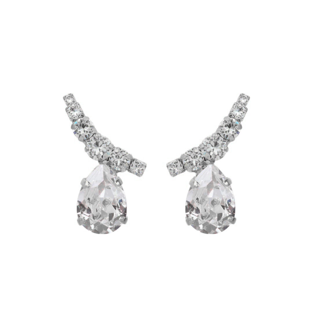 orecchini con goccia e cristalli in argento