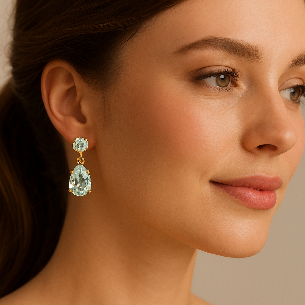 orecchini swarovski goccia pendente powder blue