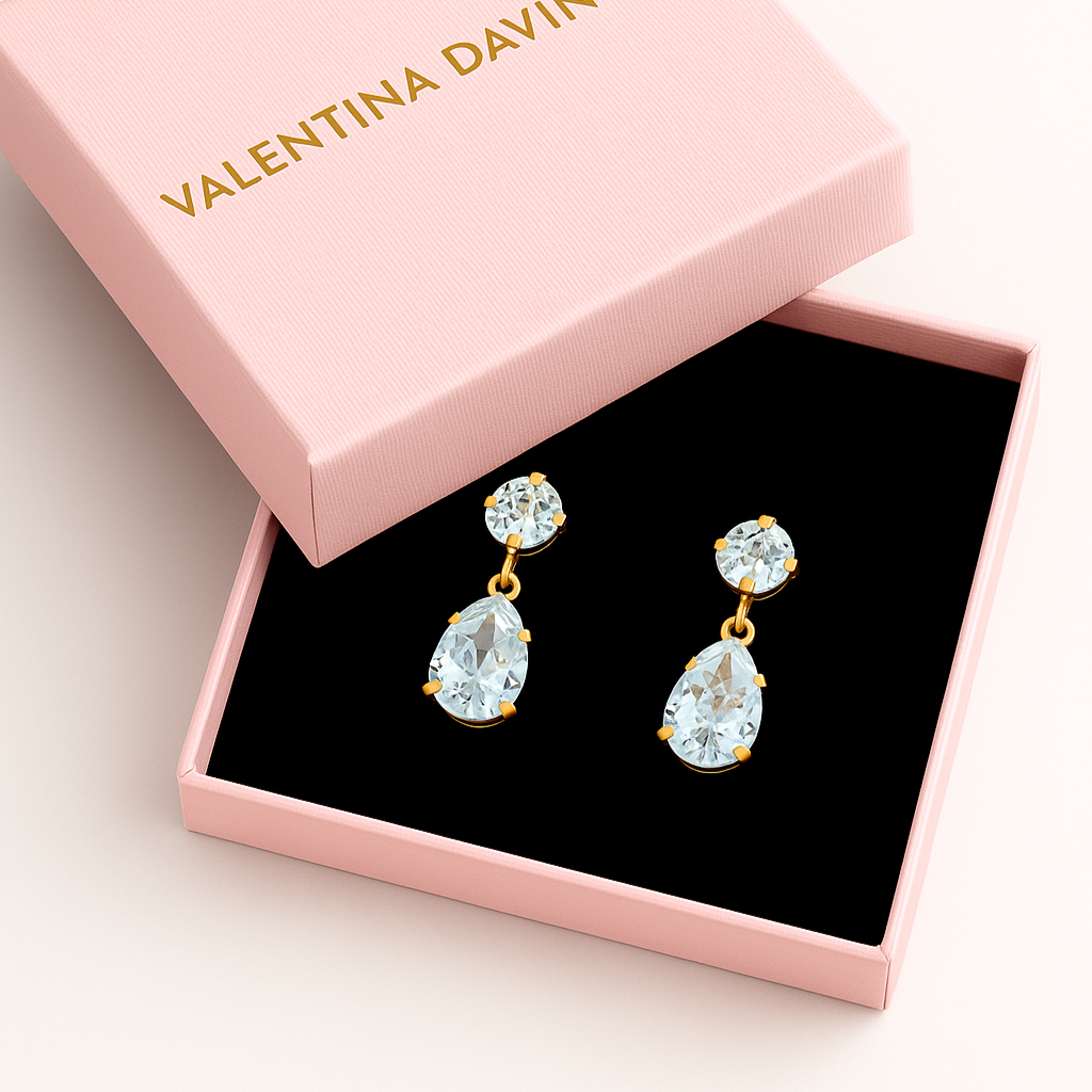 orecchini swarovski goccia pendente powder blue 