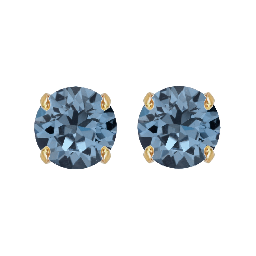 orecchini a lobo in cristalli blu opaco e oro