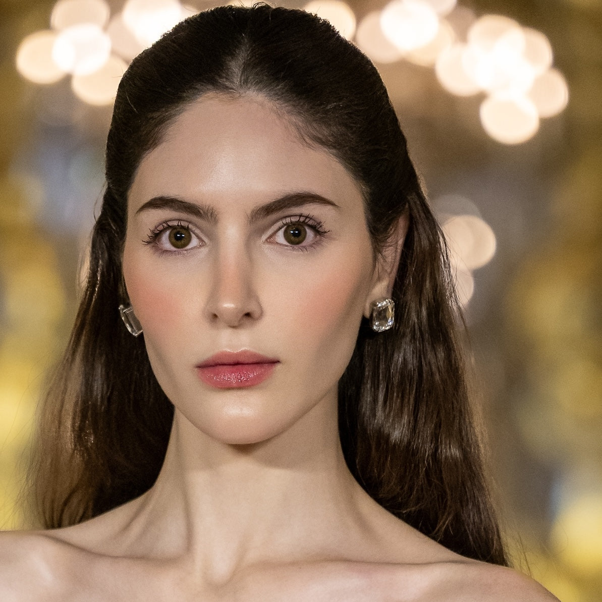 orecchini a lobo con diamante rettangolare da sposa 