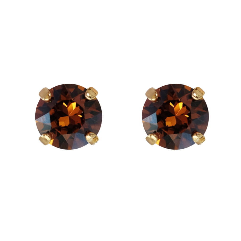orecchini a lobo con swarovski smoked amber armocromia autunno