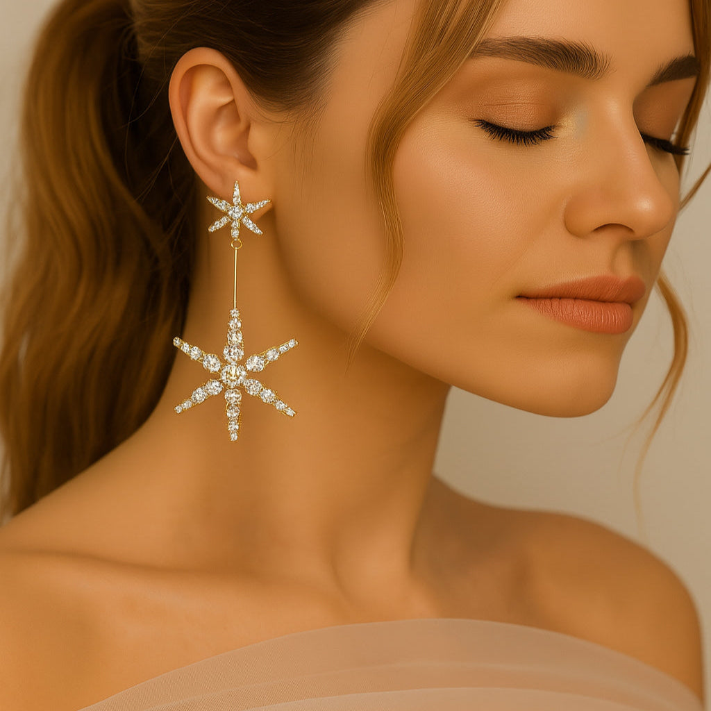 orecchini sposa stelle swarovski indossati