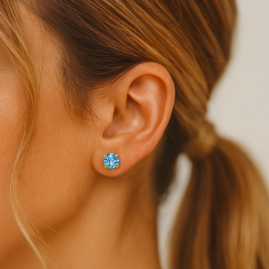 orecchino a lobo con swarovski ice blue