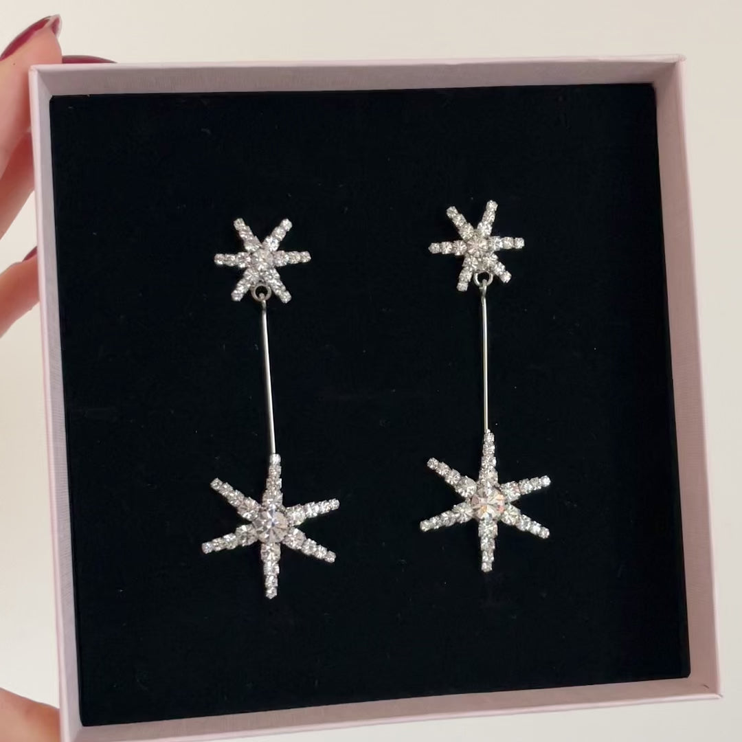 orecchini lunghi con stelle di swarovski per sposa